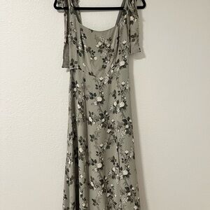 Reformation Green Floral Midi Dress